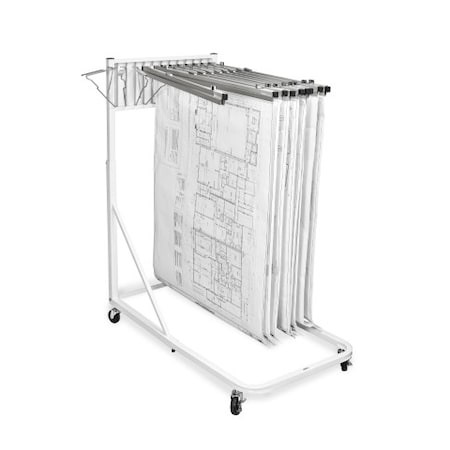 Vertical File Rolling Stand For Blueprints, White